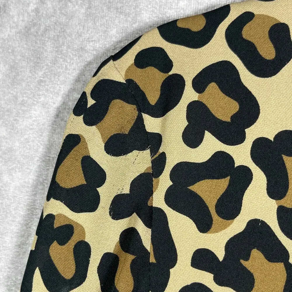 Tory Burch Dress Womens Size 8 Brown Leopard Print‎ Silk Long Sleeve Lined